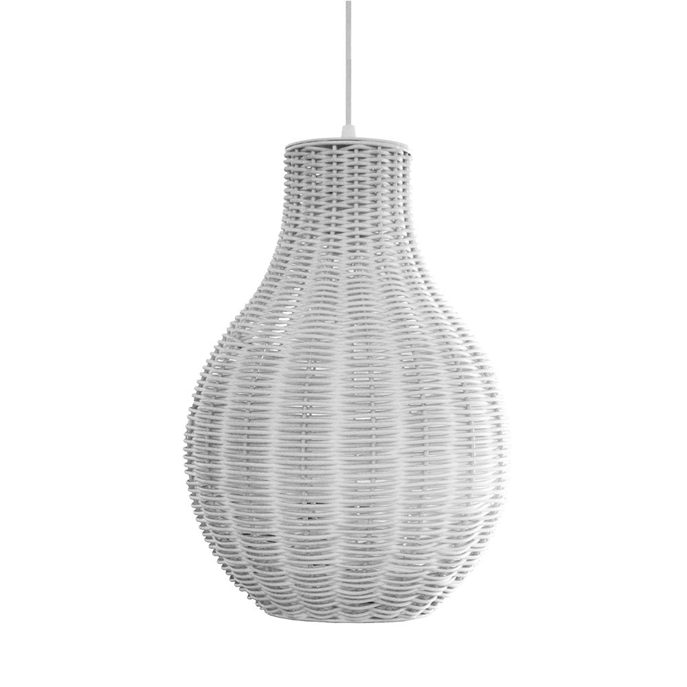 Wire World Synthetic Woven Resin Vase Pendant - White