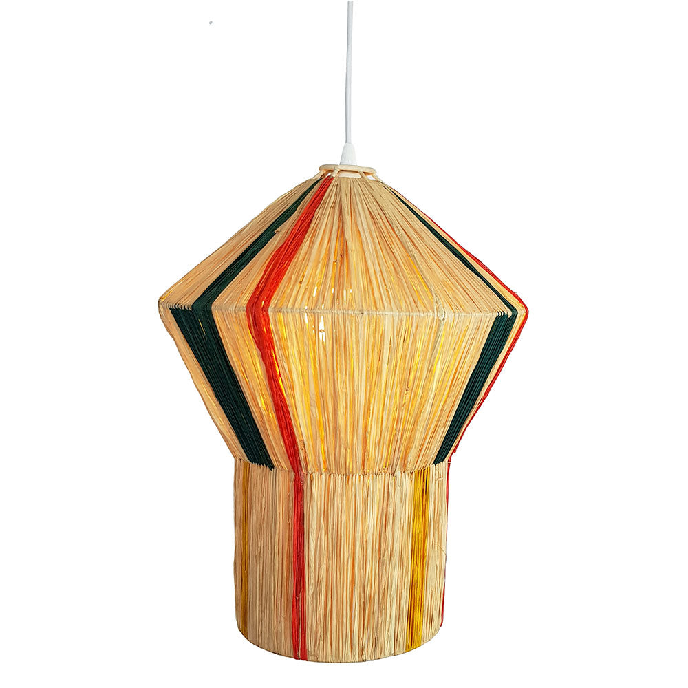 Wire World Irene Natural Raffia Pendant with Coloured Strands