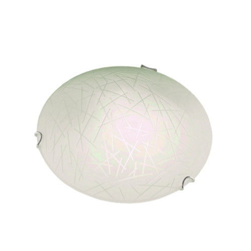 Bright Star Frosted Organic Patterned Glass with Polished Chrome Clips Ceiling Light 300mm