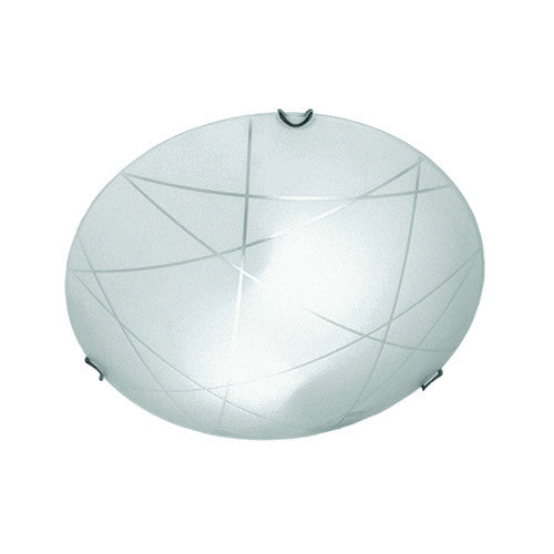 Bright Star Frosted Linear Patterned Glass with Polished Chrome Clips Ceiling Light 320mm