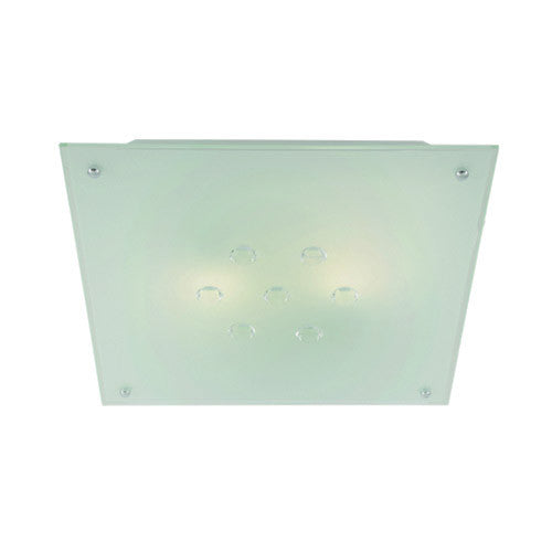Metal Base with Frosted Glass and Crystals Square Ceiling Light 340mm