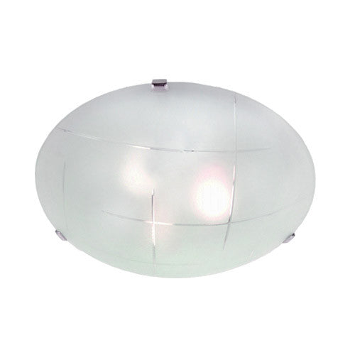 Metal Base with Patterned Frosted Glass and Chrome Clips Ceiling Light 400mm