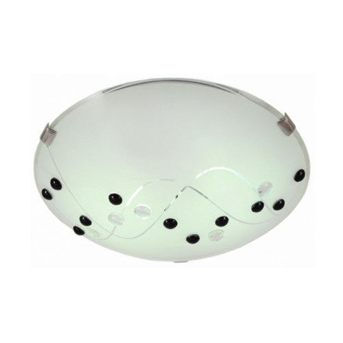 Metal Base with Black Cherry Patterned Frosted Glass and Crhome Clips Small