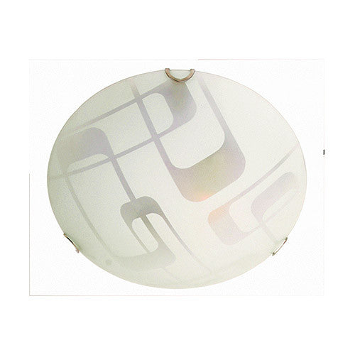 Bright Star Frosted rettangolare curvo Patterned Glass with Polished Chrome Clips Ceiling Light 300mm