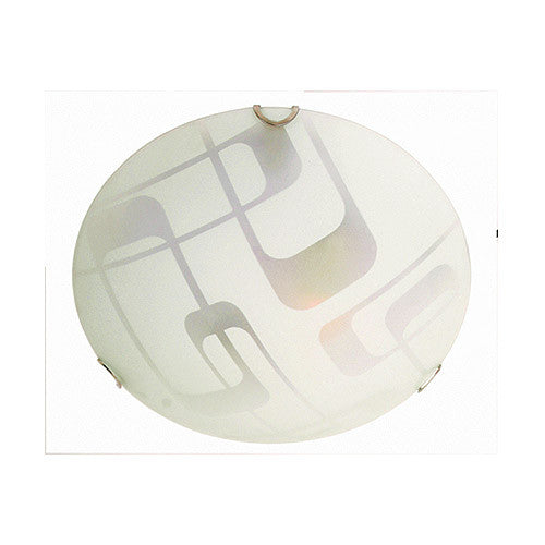 Frosted rettangolare curvo Patterned Glass with Polished Chrome Clips Ceiling Light 300mm