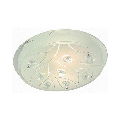 Bright Star Polished Chrome with Frosted Glass and Crystals Circular Ceiling Light 420mm