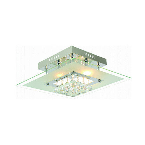 Bright Star Polished Chrome with Glass and Crystals 1 tier square