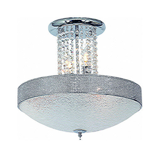 Bright Star Polished Chrome with Stippled Glass and Clear Acrylic Crystals