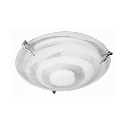 White Opaque Glass with Satin Chrome Skew Clips Ceiling Light 300mm