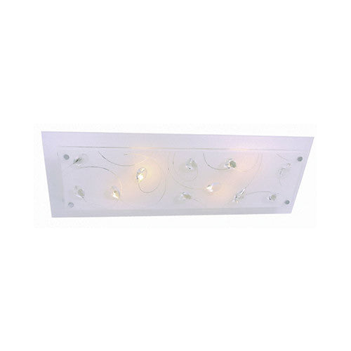 Bright Star White Patterned Glass with Clear Acrylic Crystals Rectangular Ceiling Light