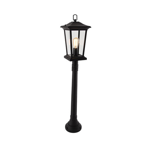 Bright Star Aluminium Standing Lantern with Clear Glass - Black