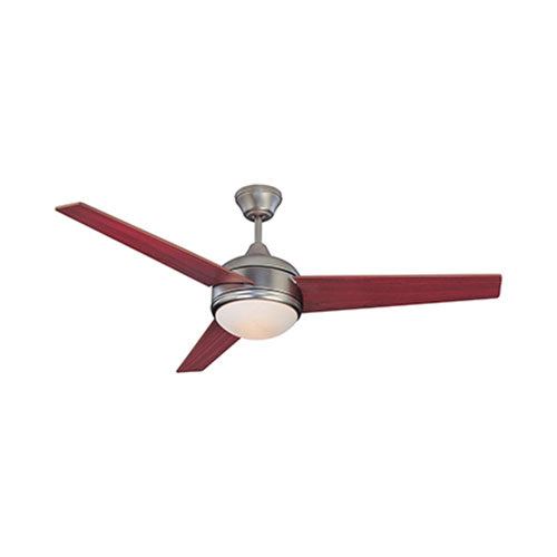 3 Blade Ceiling Fan with Light 1320mm - Satin Nickel / Plywood