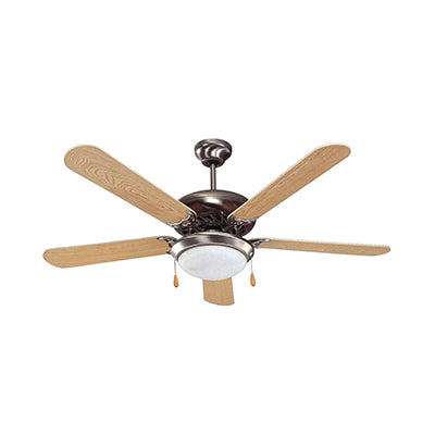 Radiant 5 Blade Ceiling Fan with Light 1230mm - Satin Chrome / Light Wood