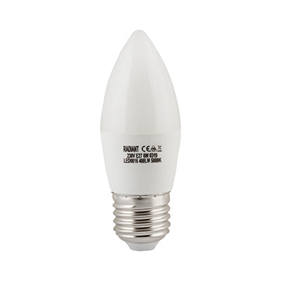 Radiant LED Candle Bulb E27 6W 630lm 5000K - Frosted