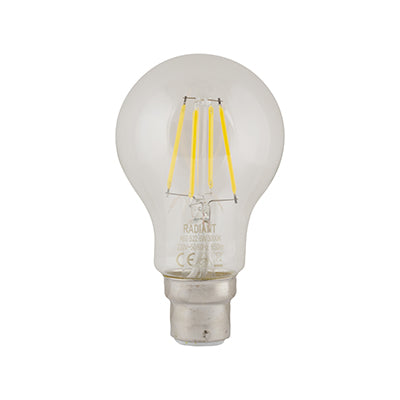 Radiant LED Filament Bulb A60 B22 8W 840lm 3000K