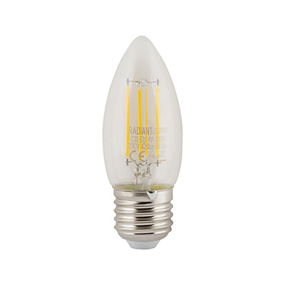 Radiant LED Filament Candle Bulb E27 4W 420lm 3000K