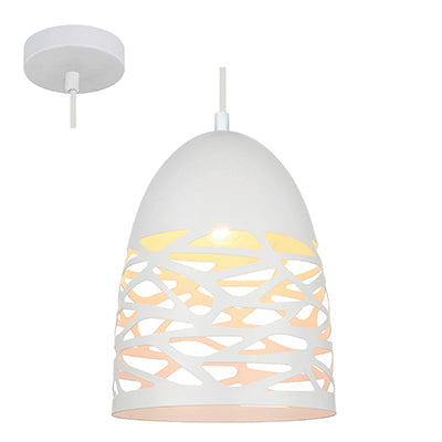 Decorative Egg Top 28W Metal Pendant - White