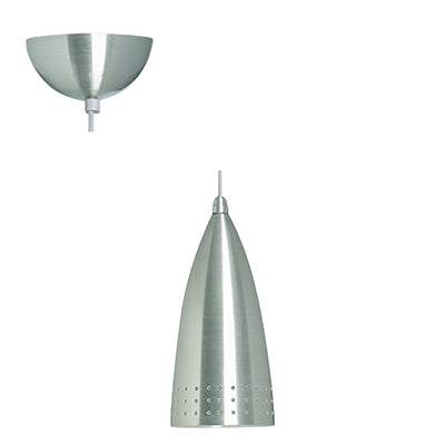 Large Cone 60W Shaped Metal Pendent - Satin Chrome