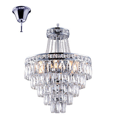 Radiant 6 Light 40W Crystal Pendant - Chrome
