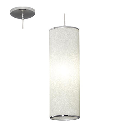 Frosted 60W Shimmer Cylindrical Metal Pendant - Chrome