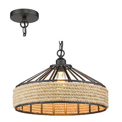 Radiant Dome Caged 40W Metal Pendant - Black