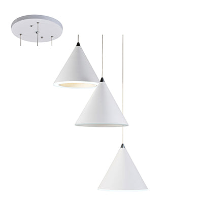 Tiered 3 Light 20W 1040lm Daylight Cluster Metal Pendant - White