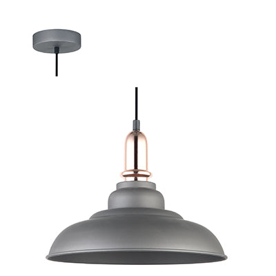 Metal Concave 28W Bell Pendant - Grey