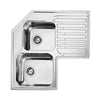 Franke Studio STX 621 Stainless Steel Double Bowl Corner Inset Sink RH Drainer - Stainless Steel