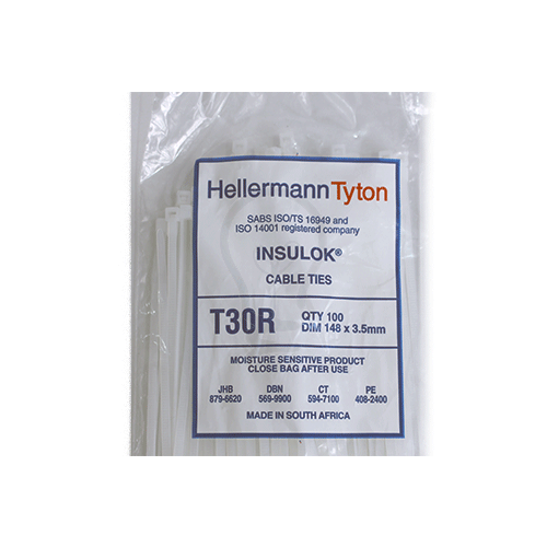 HellermannTyton Cable Tie T30RNT 3.5 x 150mm - Natural (100)