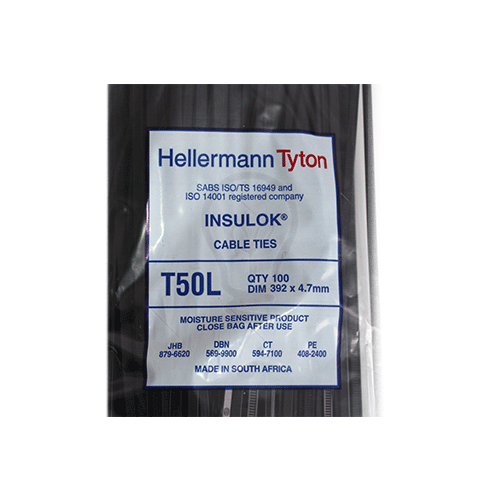 HellermannTyton Cable Tie Black - 4.6mm x 390mm