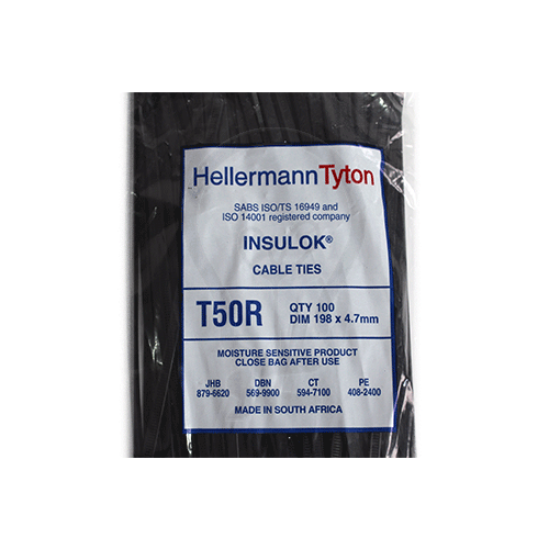 HellermannTyton Cable Tie Black - 4.6mm x 200mm